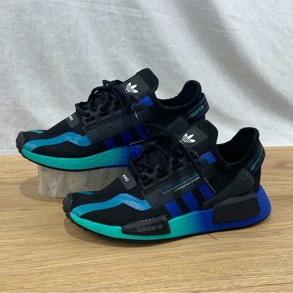 adidas NMD R1 V2 Black Blue Athletic Shoes Boy's Youth Size